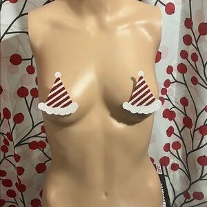 Glittery Red Candy Cane Party Hat Pasties